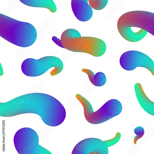 Vector realistic isolated seamless pattern of abstract fluid liquid lava lamp shapes for decoration and covering on the white background.