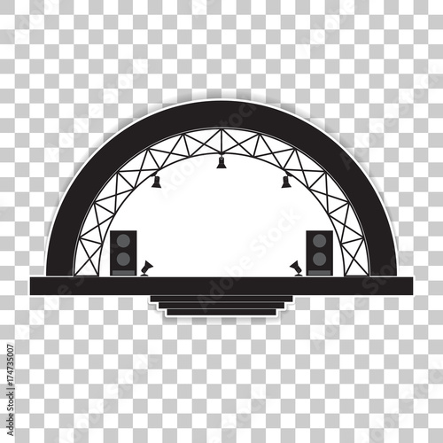 Concert stage and sound speakers.