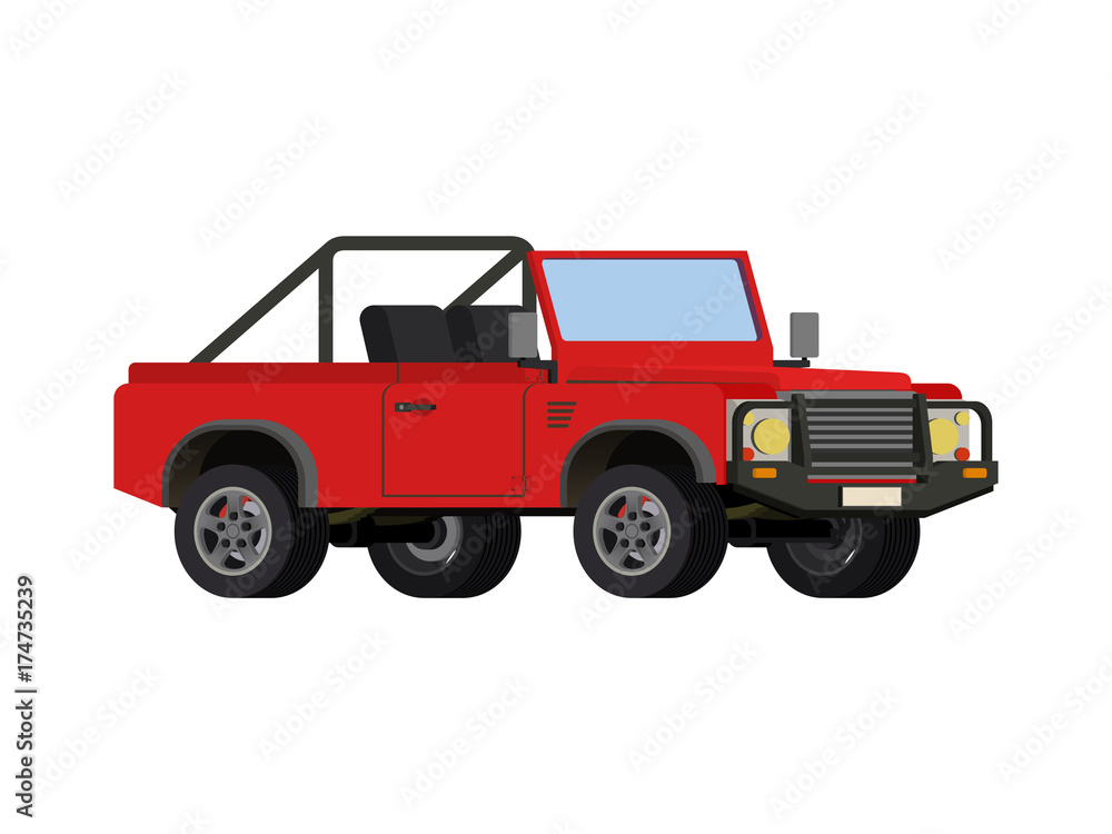 Red realistic powerful SUV car