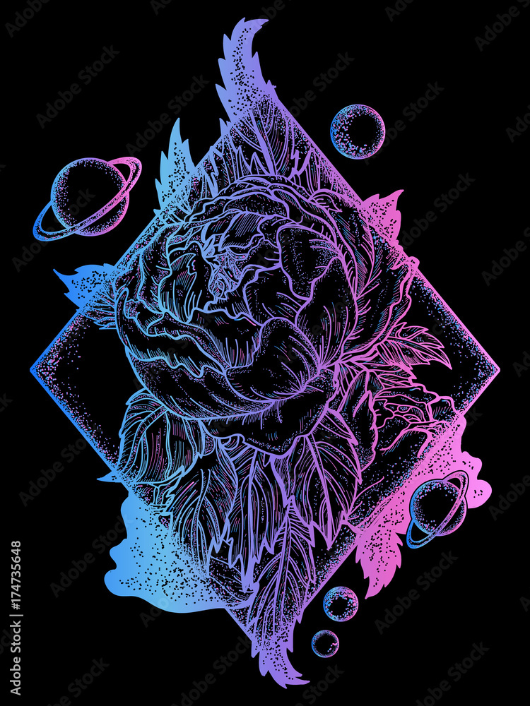 Esoteric Rose Tattoo Art And T Shirt Design Symbol Of Love Beauty Esoteric Rose Tattoo Art And T Shirt Design Symbol Of Love Beauty