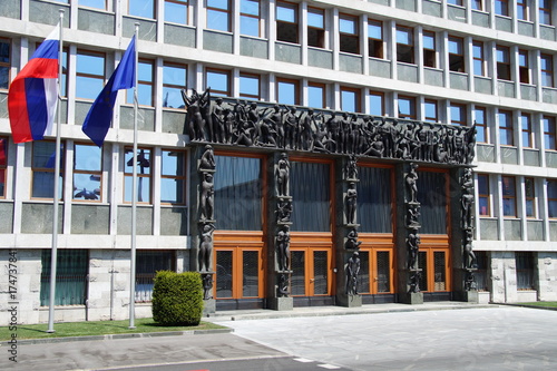 Entrance of the Slovenian Parliament buildinging