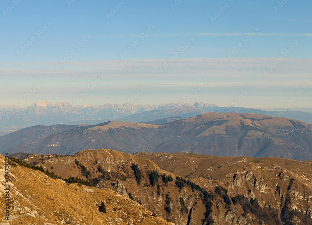 beautiful panorama from the top of the mountain called Monte Gra