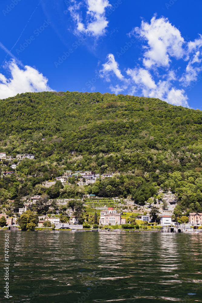 View at town Carate on Como Lake in Italy