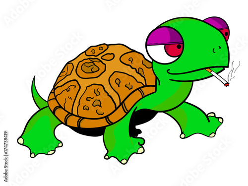 Turtle who smoke  creative concept vector illustration