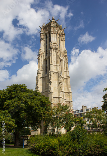 The ancient stone tower of Saint-Jacques tower, Paris France