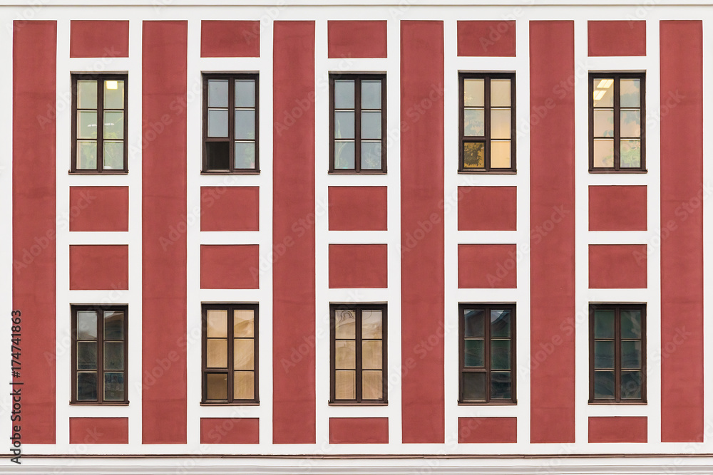 Windows in a row on facade of office building