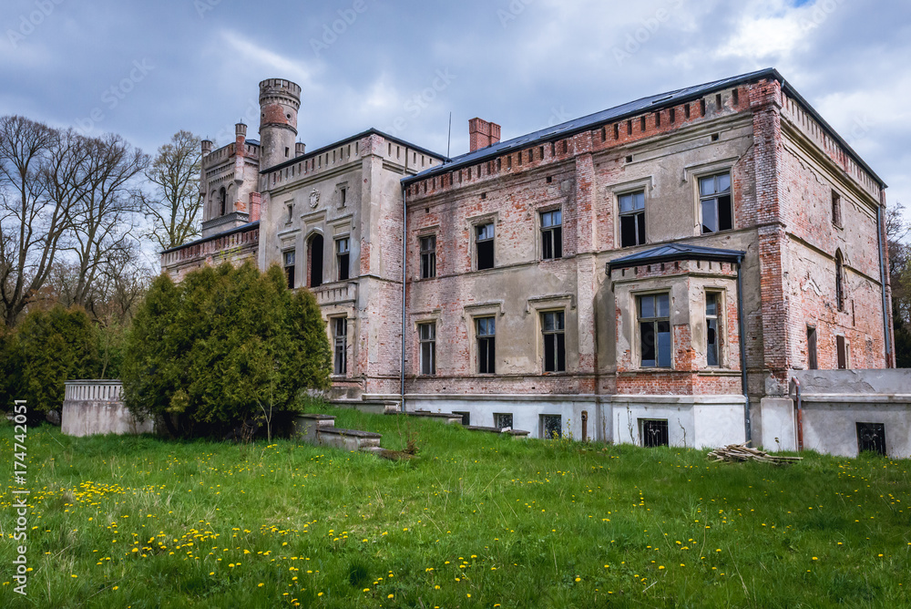 Ruined palace in Drezewo near Baltic Sea coast, Poland