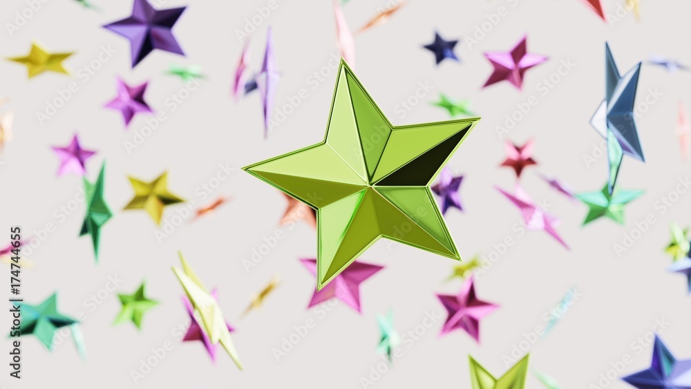Floating Vibrantly Colored Stars Against a background of similarly brightly colored Stars Floating Vibrantly Colored Stars Against a background of similarly brightly colored Stars