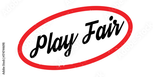 Play Fair rubber stamp. Grunge design with dust scratches. Effects can be easily removed for a clean, crisp look. Color is easily changed.