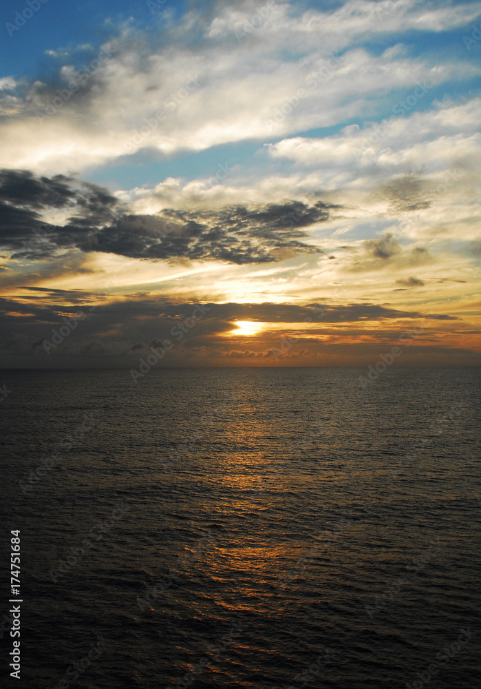 Beautiful sunset on the high seas