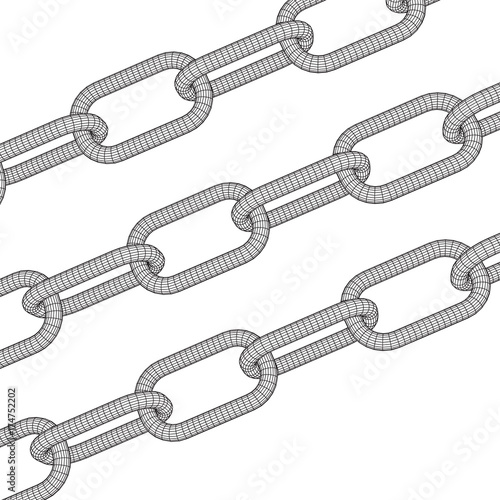Wireframe BlockChain links. Chain 3d Vector illustration