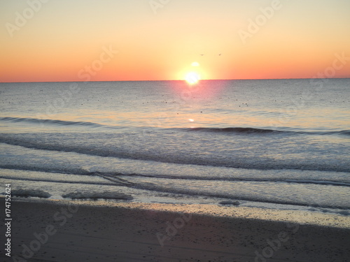 sunrise, sunset, ocean, beautiful, beach, sea, water, sky, foam, waves