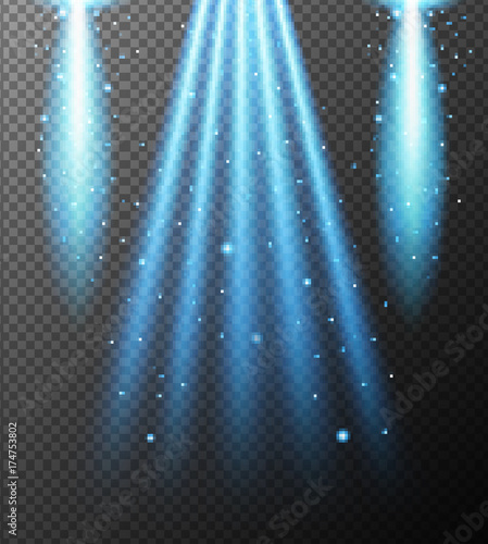 Blue light shining down on gray background