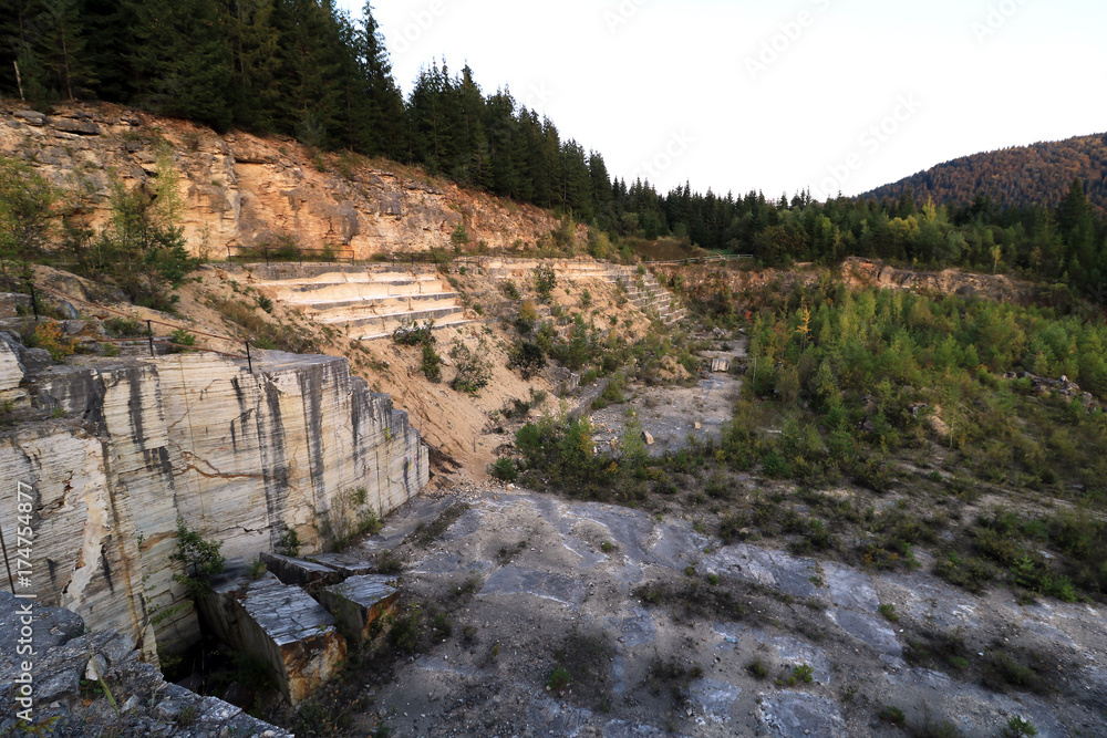 Marble quarry with a mountain landscape surrounded by nature Marble quarry with a mountain landscape surrounded by nature