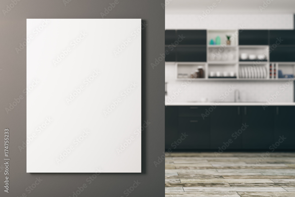 Modern kitchen with empty banner Modern kitchen with empty banner