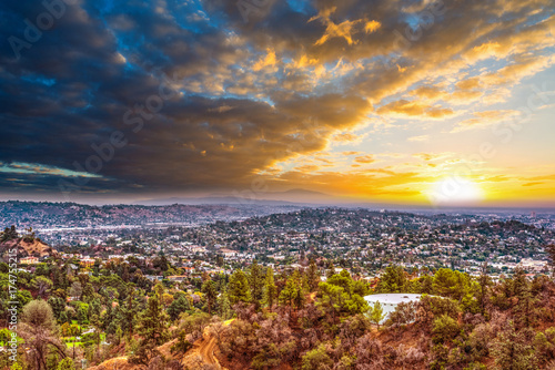Colorful sky over Los Angeles at sunset