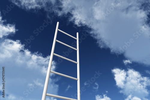 ladders reaching into a blue sky. Growth  future  development concept. 3D Rendering