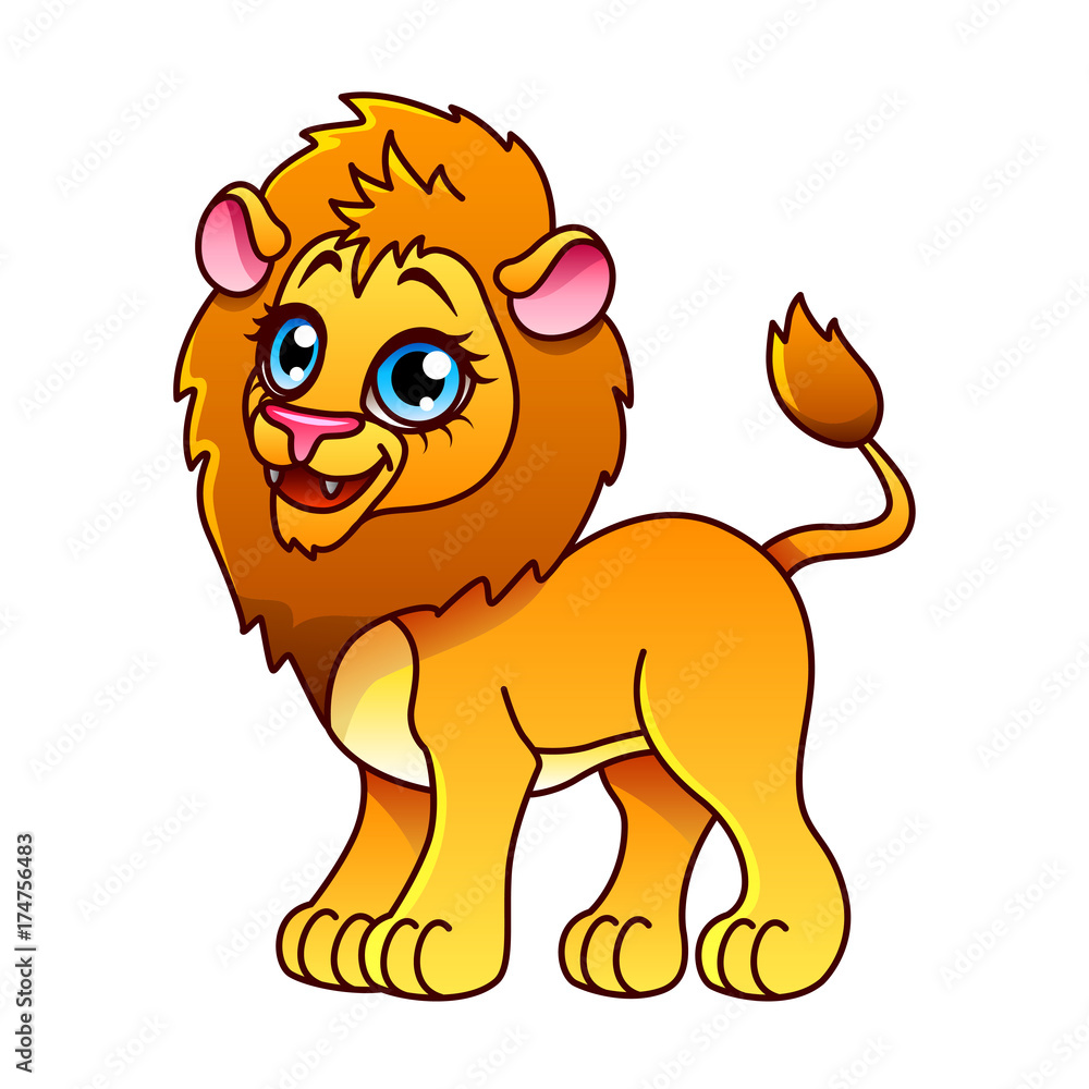 Fototapeta premium Cartoon lion isolated vector illustration