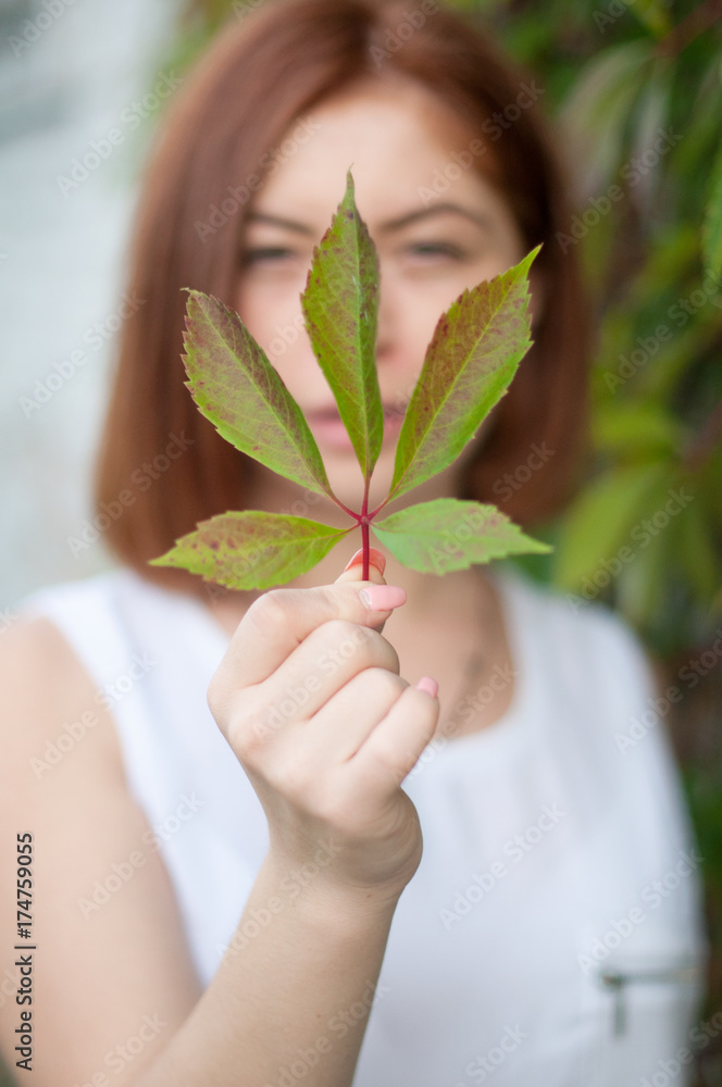 Girl with a leave Girl with a leave
