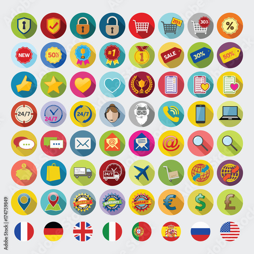 Shopping icons. Web Sign and Symbols. On-line store.