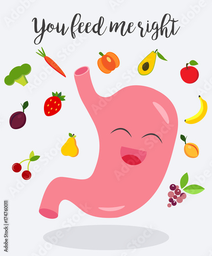 Funny cartoon image of happy stomach