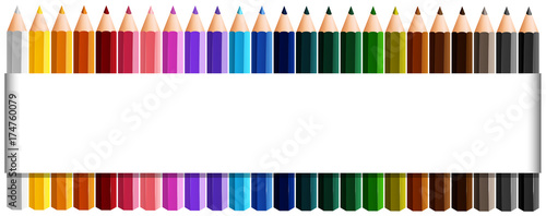 Banner design with twenty four color pencils