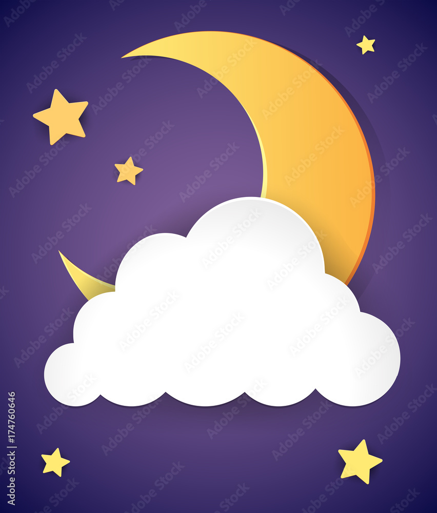 Moon and stars at night Moon and stars at night