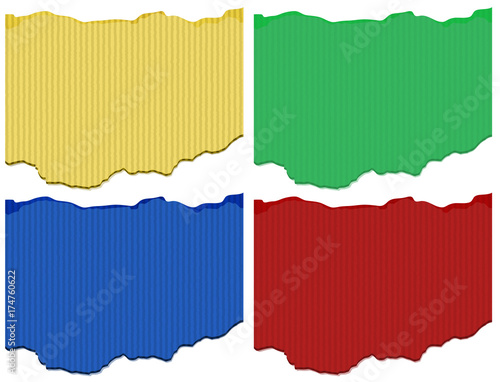 Four cardboard templates in different colors