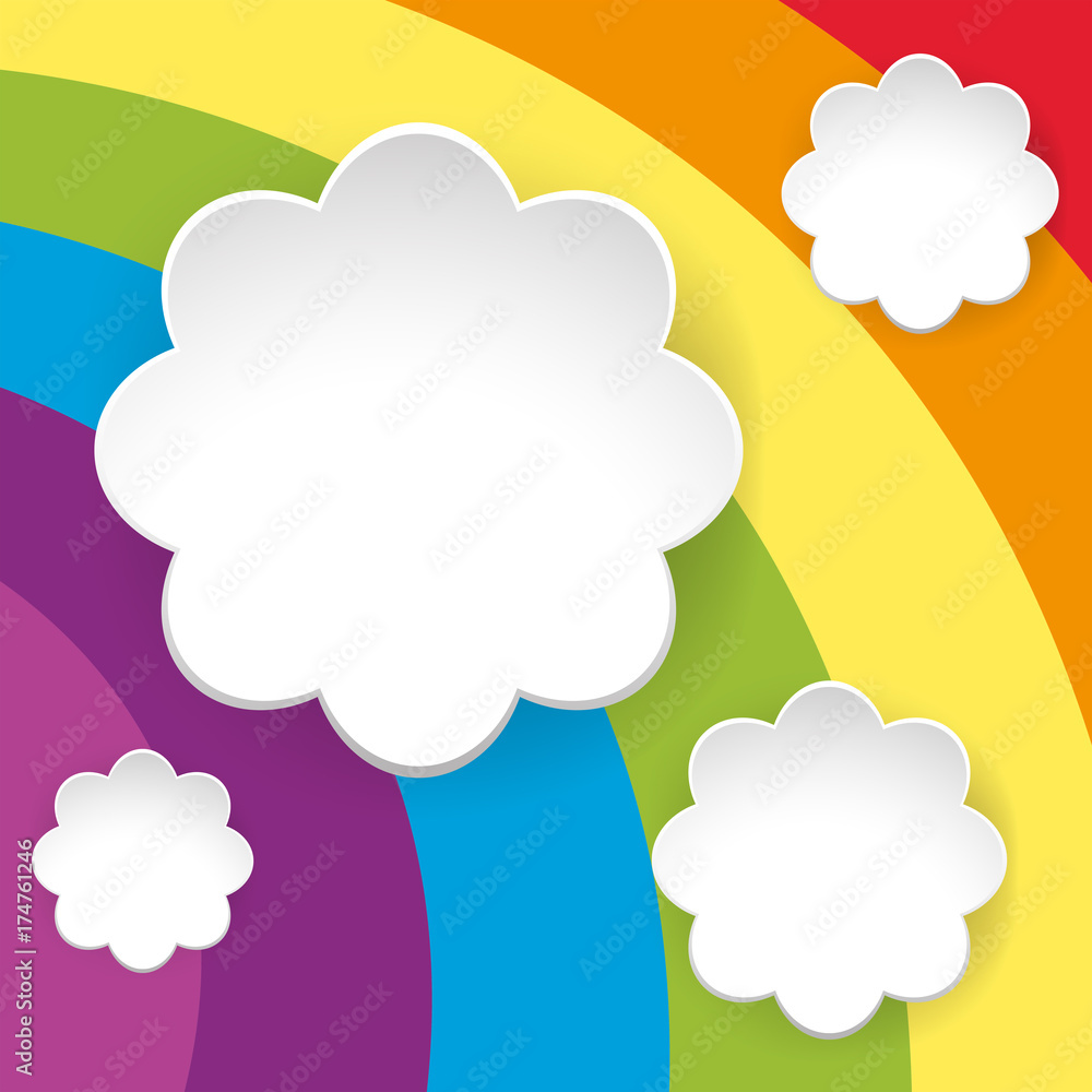 Rainbow background with white flower templates Rainbow background with white flower templates