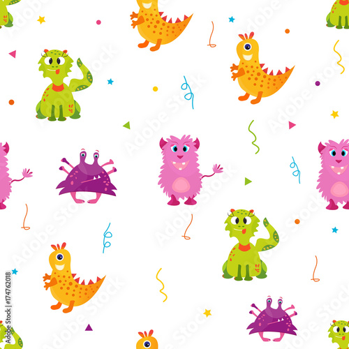 Bright pattern with cute monsters. Can be used for textile  paper wrapping  cover