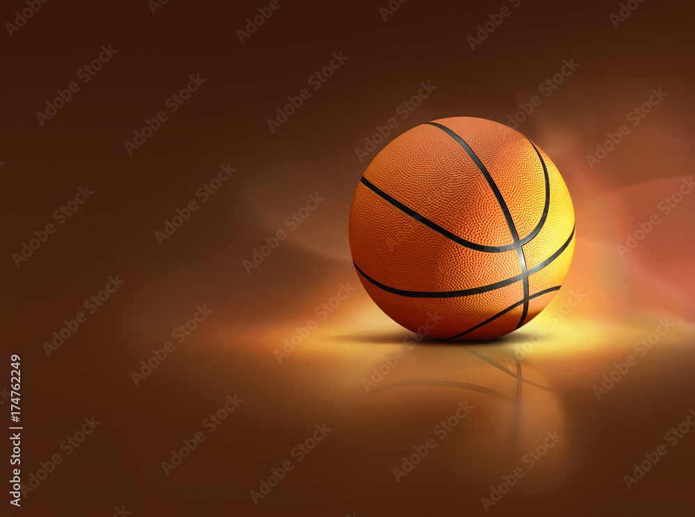 Basketball on glossy surface Basketball on glossy surface