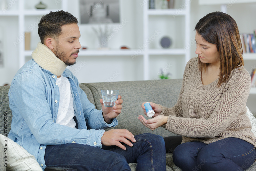 woman taking care of his boyfriend woman taking care of his boyfriend