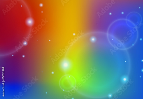 Background design with bubbles on rainbow background