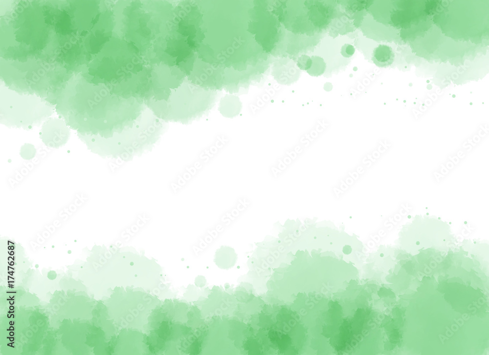 Background design with watercolor in green
