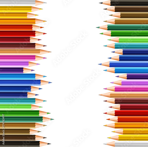 Color pencils in paper background