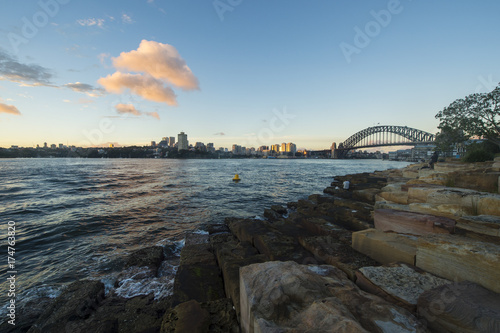 Barangaroo point and Darling Harbour at dusk