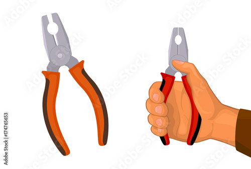 hand with pliers vector cartoon