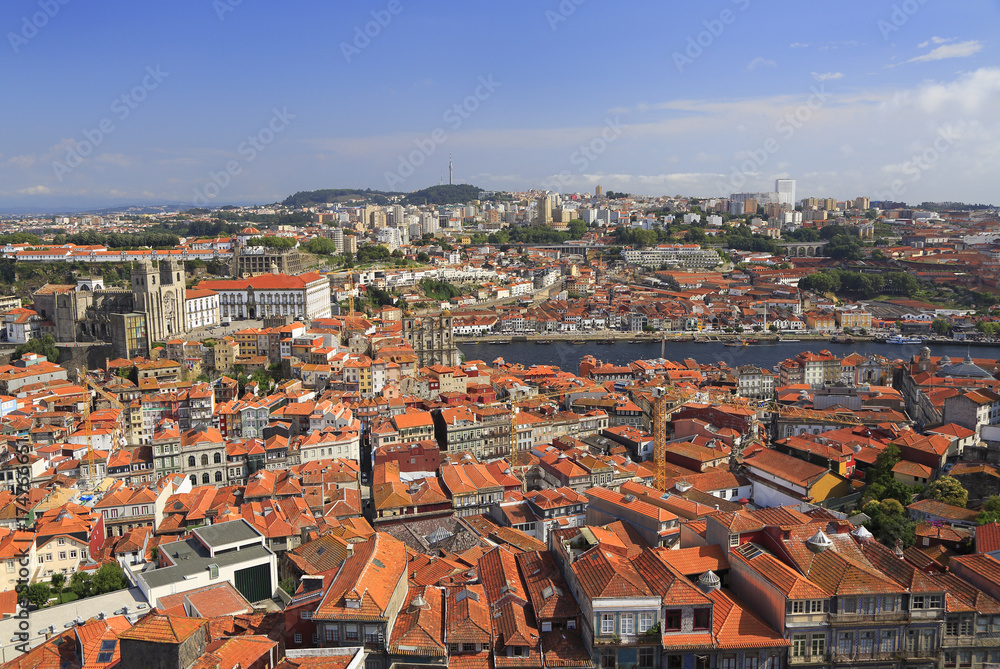 Porto skyline in Portugal, aerial view 