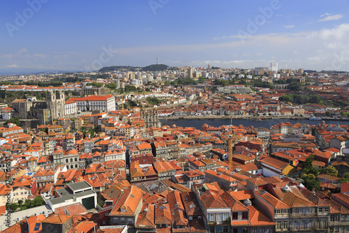 Porto skyline in Portugal, aerial view 