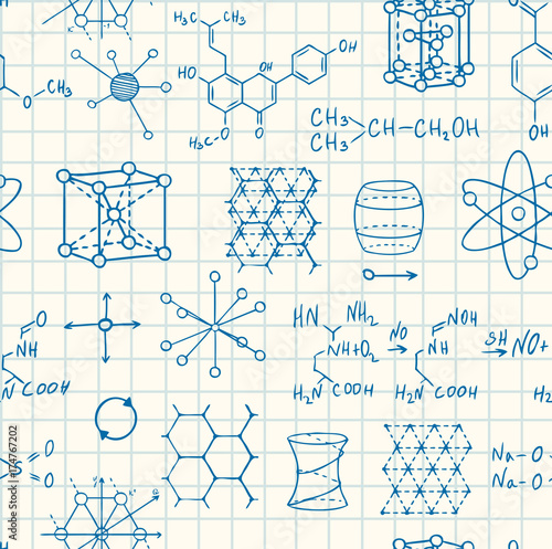 science chemistry and physics seamless vector pattern
