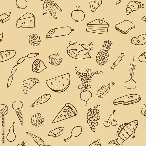 food and cooking seamless vector pattern