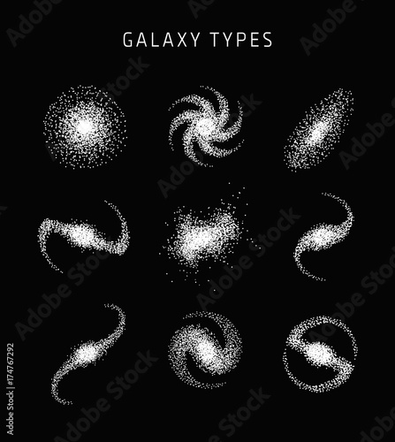 Galaxy types astronomy abstract vector