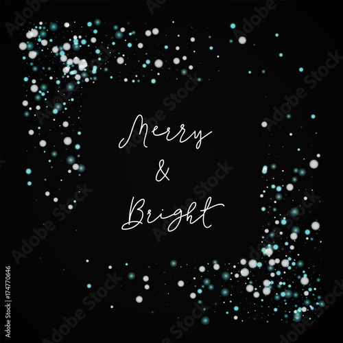 Merry & Bright greeting card. Beautiful falling snow background. Beautiful falling snow on wine red background.good-looking vector illustration.