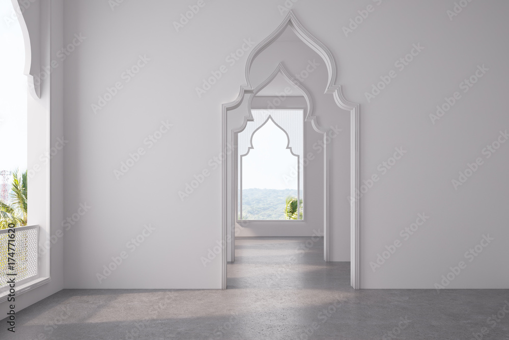 Empty room, Arabic style doors, window