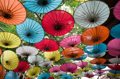 paper umbrellas in the paper manufacture  San Kampheng photo