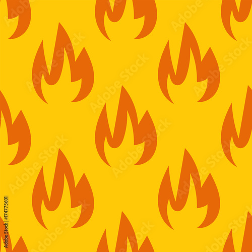 Fire symbols seamless pattern vector illustration spurts of flame red orange background for web pages wallpaper packaging.