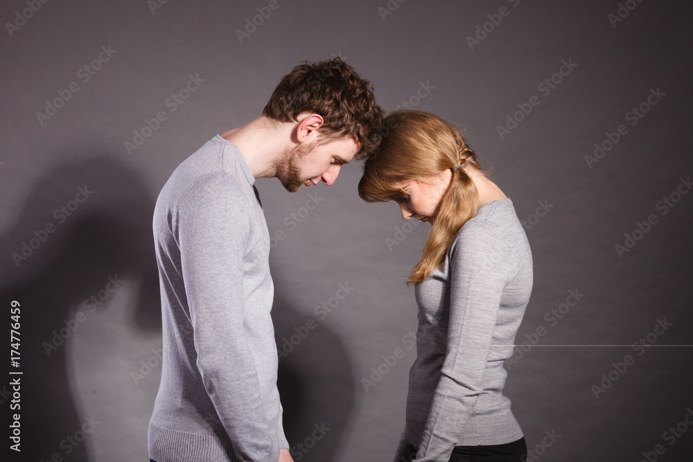 Fototapeta premium Sad depressed couple portrait.