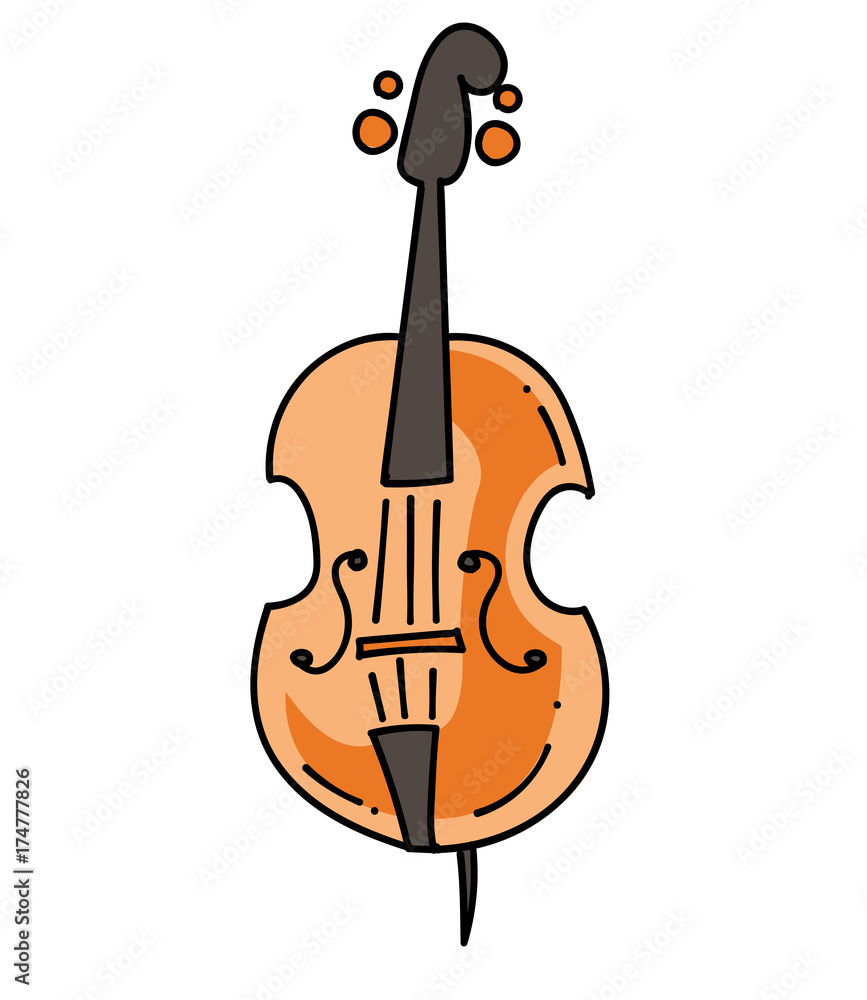 Violin cartoon hand drawn image. Original colorful artwork, comic childish  style drawing. Stock Vector | Adobe Stock