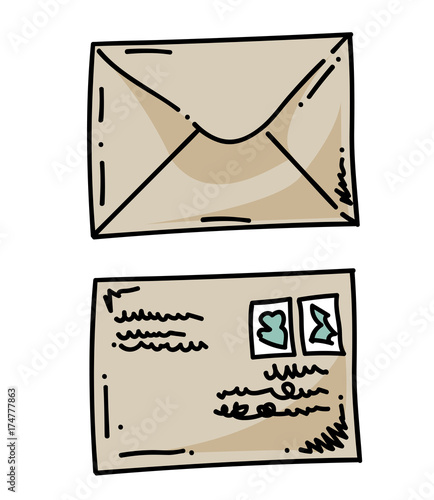 Letter cartoon hand drawn image. Original colorful artwork, comic childish style drawing.