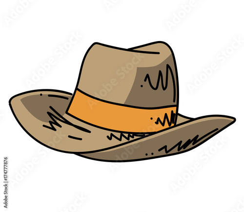 Hat cartoon hand drawn image. Original colorful artwork, comic childish style drawing.